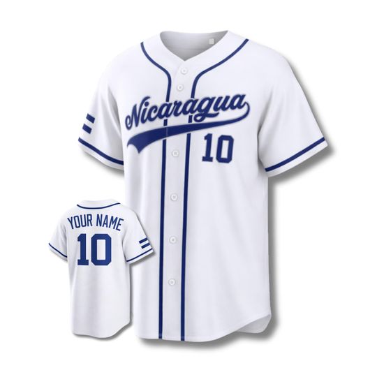Discover Nicaragua Baseball Jersey Custom Name Number, Blue Latin Pride Jersey Gift for Fans