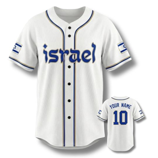 Discover Personalized Israel 3D Baseball Jersey Button Up, Custom Name & Number, Israeli Flag Sleeve Patches