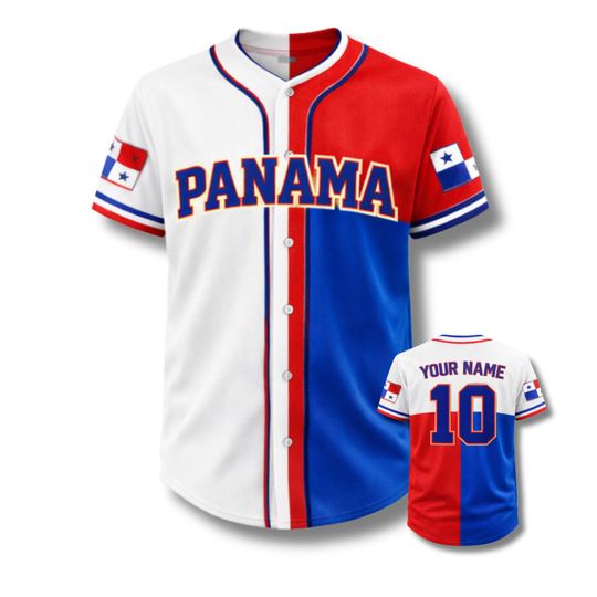 Discover Panama Baseball Fan Jersey, Button Front Shirt Custom Name Number, Red 3D Style, Flag Sleeve Patches, International Tournament 2026