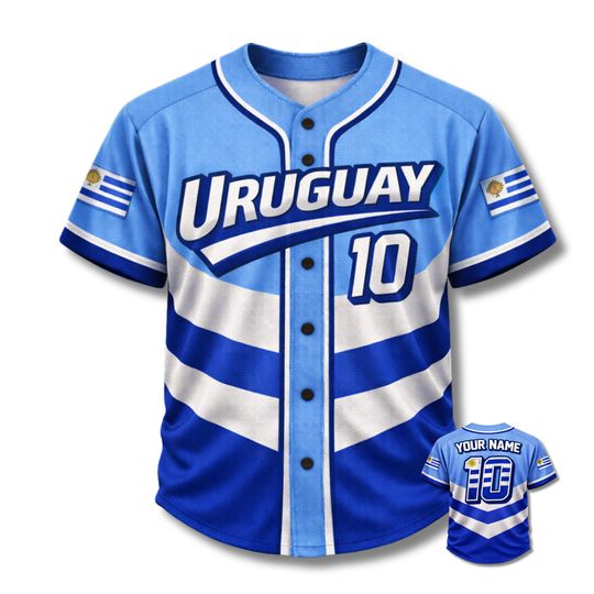 Discover Uruguay Baseball Jersey Custom Name & Number  Unisex Mesh Button Shirt