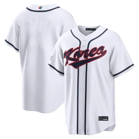 Discover Korea White 2026 World Baseball Classic Baseball Printed Jersey