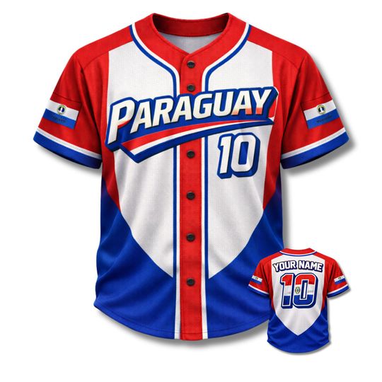 Discover Paraguay Baseball Jersey Custom Name & Number  Unisex Mesh Button Shirt