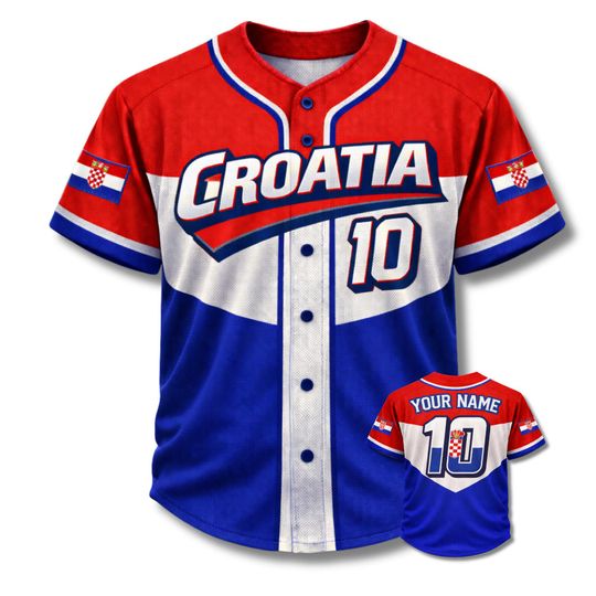 Discover Croatia Baseball Jersey Custom Name & Number  Unisex Mesh Button Shirt