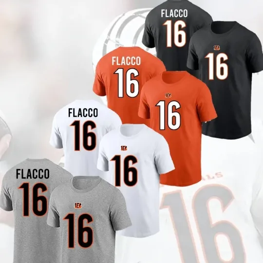 Discover 🔥HOT! Joe Flacco #16 Cincinnati Bengals Team Name and Number - Full Size