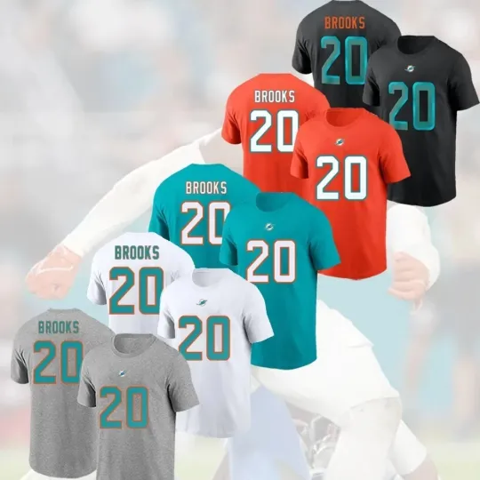 Discover 🔥HOT! Jordyn Brooks #20 Miami Dolphins Player Team Name and Number - Full Size