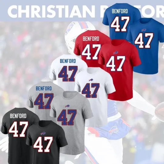 Discover 🔥HOT! Christian Benford #47 Buffalo Bills Name and Number - Full Size