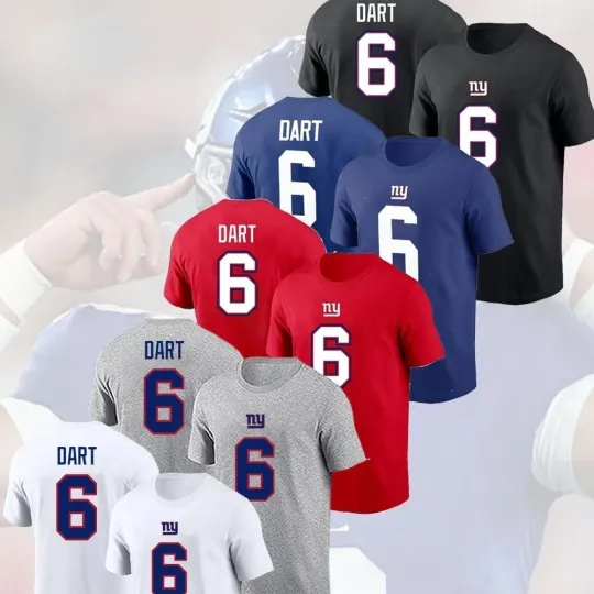 Discover 🔥HOT! Jaxson Dart #6 New York Giants 2025 Name and Number