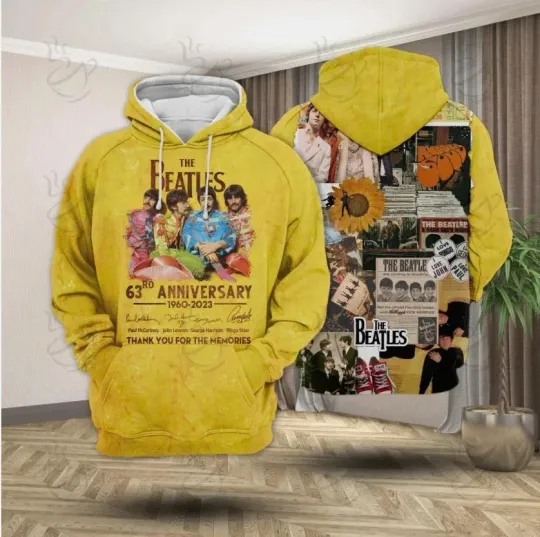Discover The Beatles Anniversary 3D Hoodie for Men, Music Lovers Pullover