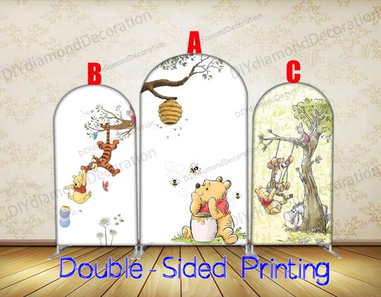 Discover Double Side Printing Winnie the Pooh Arch Backdrop Cover Cartoon Baby Shower Kids Birthday Party Decoration Photography Background Wall