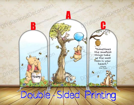 Discover Winnie the Pooh Arch Backdrop Cover Double Side Blue Balloon Boys Baby Shower Kids Birthday Party Decoration Photography Background Wall