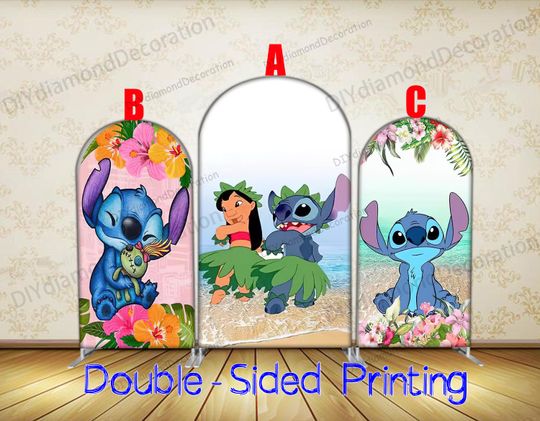 Discover Tropical Alien Luau Arch Cover Double Sided Polyester Backdrop Sleeve For Island Birthday Parties