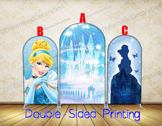 Cinde Princess Arch Cover Single Sided Blue Castle Birthday Party Backdrop Decoration Event