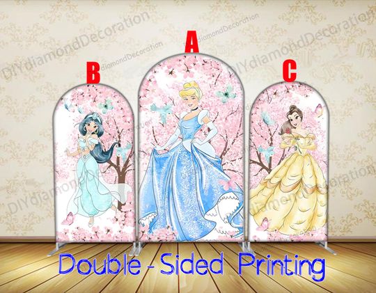Discover Cherry Blossom Princess Arch Cover Double Sided Polyester Backdrop Sleeve For Fairy Tale Parties