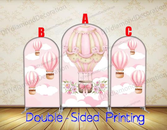 Discover Pink Hot Air Balloon Arch Cover Double Sided Baby Shower Backdrop For Girl Party
