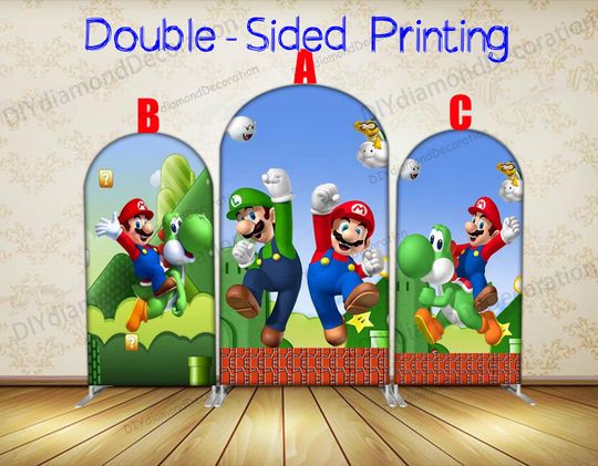 Discover Double Sided Cartoon Game Arch Cover Adventure Theme Party Backdrop For Birthday