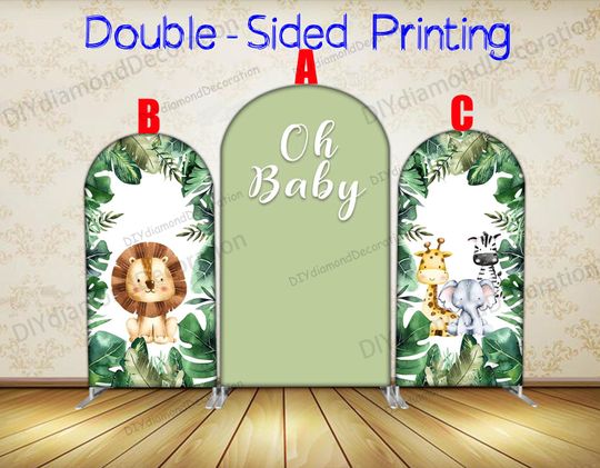 Oh Baby Jungle Safari Arch Cover Single Sided Baby Shower Backdrop Decor