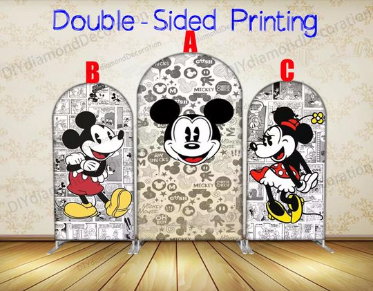 Single Sided Mickey Minnie Arch Cover Cartoon Comic Party Backdrop For Event Decor