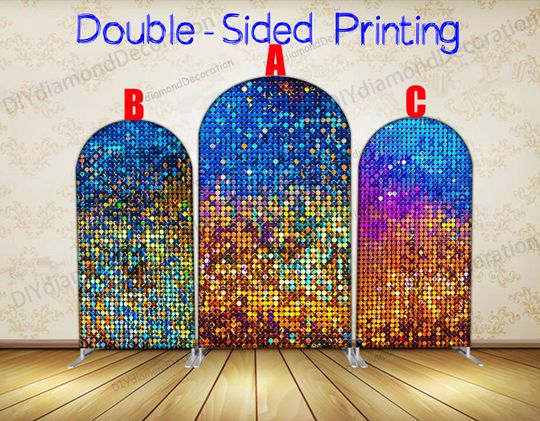 Discover Double Sided Sequin Print Arch Cover Glam Party Backdrop For Event Decor Stand