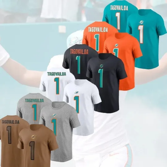 Tua Tagovailoa #1 Miami Dolphins Team Name and Number