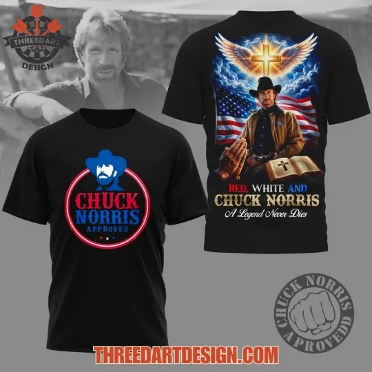 Discover Red, White And Chuck Norris A Legend Never Dies 3D T-Shirt S-5XL