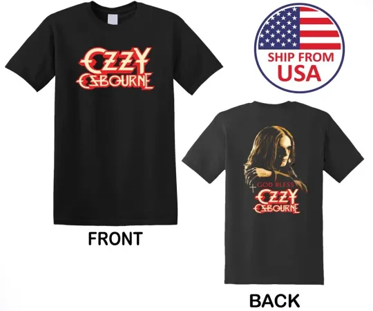 Discover Ozzy Osbourne God Bless Men's Double Sided T-Shirt, Black