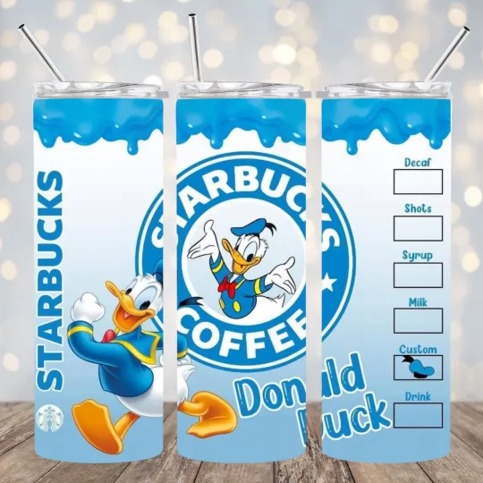 Discover Donald Duck Inspired 20 oz Stainless Steel Tumbler with Lid and Straw