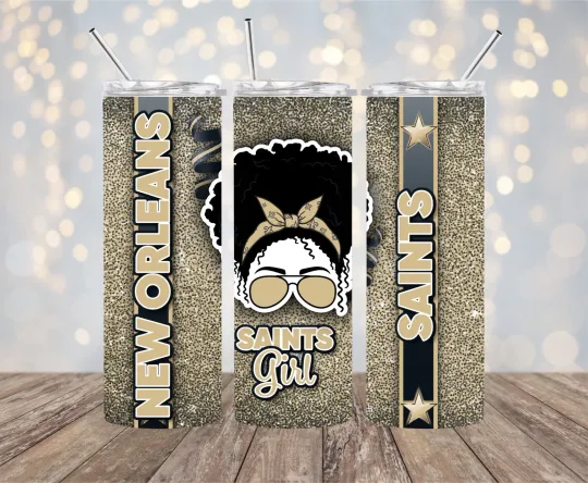 Discover New Orleans Saints Girl 20 oz Stainless Steel Tumbler with Lid and Straw