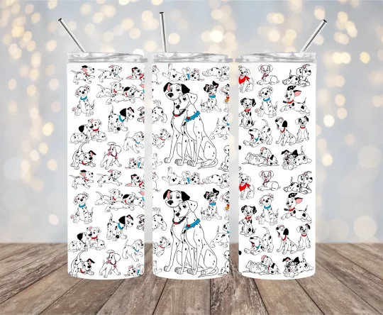 Discover 101 Dalmatians Inspired Stainless Steel Tumbler with Lid and Straw 20 oz
