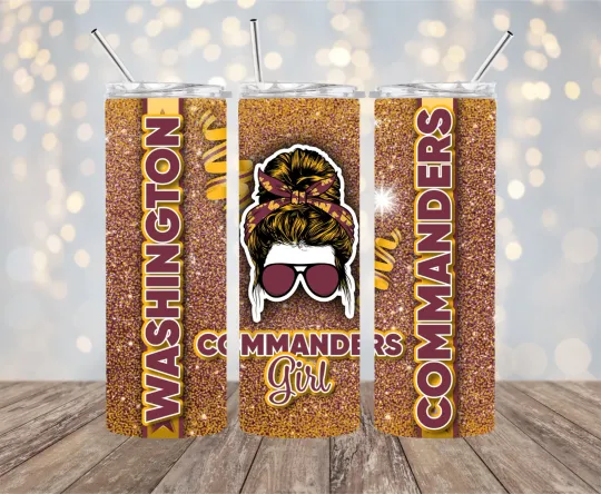 Discover Washington Commanders 20 oz Stainless Steel Tumbler with Lid and Straw