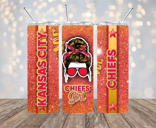 Discover Kansas City Chiefs Girl 20 oz Stainless Steel Tumbler with Lid and Straw