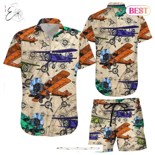 Discover Airplane Hawaiian Shirt Colorful Airplane World Map Vingtage Hawaii Shirt Gifts