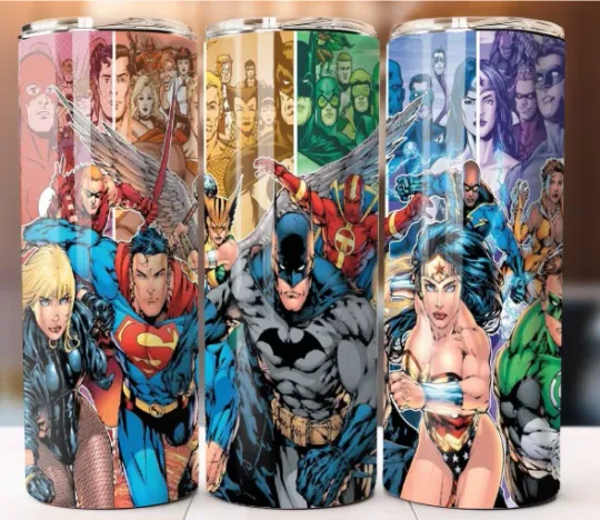 DC Comics Justice League Stainless Steel 20oz Skinny Tumbler with Lid and Straw