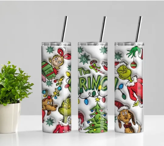 Discover Skinny 20oz Tumbler with Lid and Straw featuring Funny Character