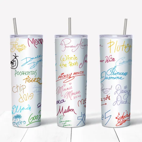 Discover 20oz Disney Character Signatures Tumbler with Lid and Straw