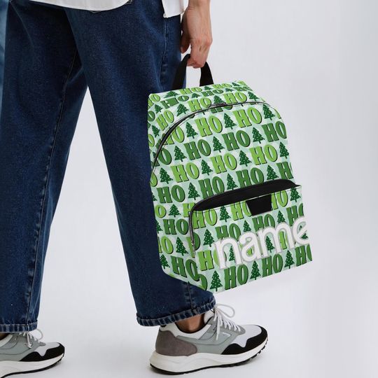 Custom Name Leather Backpack  HO HO HO Edition | Personalized Christmas Gift Bag | Travel Backpack