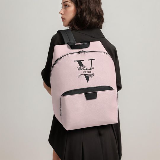 Personalized Leather Backpack, Custom Name Minimalist Bag, Monogram Travel Backpack, Custom Text Logo Bag, Everyday Work School Backpack