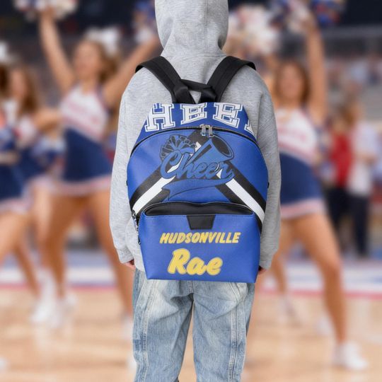 Personalized Cheer Backpack, Custom Name Leather Bag, Cheer Team Gift
