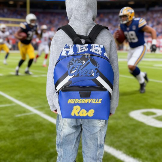 Discover Personalized Cheer Backpack, Custom Name Leather Bag, Cheer Team Gift