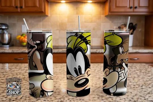 Discover Disney Goofy Cartoon 20oz Stainless Steel Tumbler with Lid and Straw
