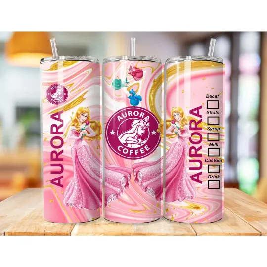 Discover Disney Sleeping Beauty Aurora 20 OZ Tumbler with Lid and Straw