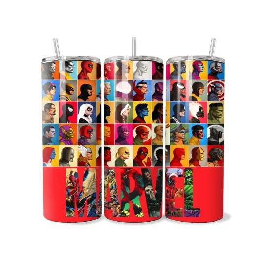 Discover Marvel - Hero Portrait Collage Tumbler - 20oz Stainless Steel