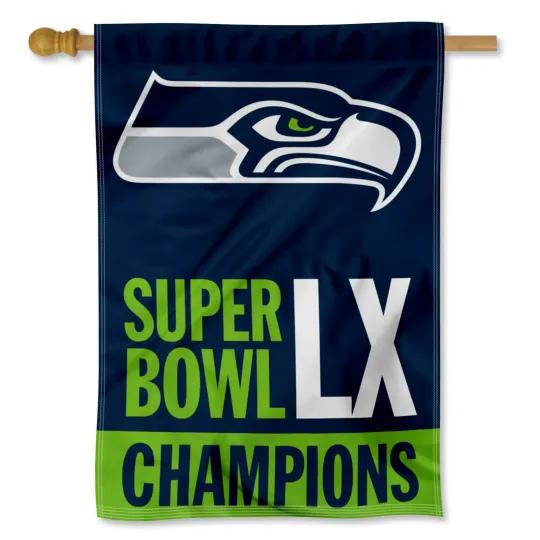 Seattle Seahawks Super Bowl LX Champions House Flag