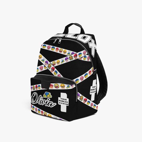 Custom Name Roblox Inspired Gamer Backpack  Personalized PU Leather Bag Gift for Kids, Teens, Boys, Girls