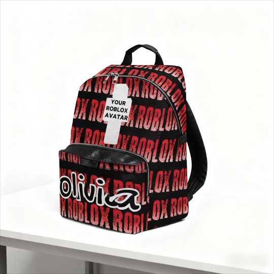 Custom Roblox Style Character Name Backpack  PU Leather Personalized Gift for Gaming Lovers & School Kids