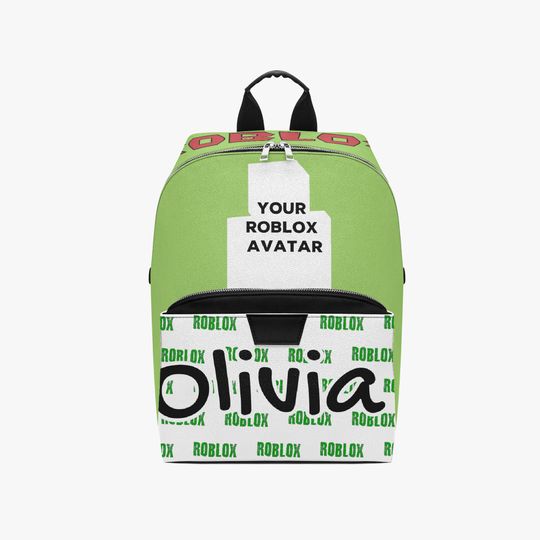 Roblox Custom Avatar Name PU Leather Backpack, Personalized Gift for Young Gamers, School Daypack