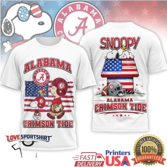 Albm Crimson Tide Snoop and Charlie Brown Patriotic Football T Shirt
