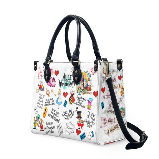 Alice in Wonderland Handbag, Disney Alice Bag, Leather Handbag,Travel Bag Gift, Gift For Her
