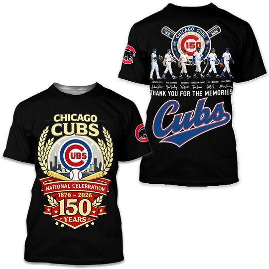 Chicago Cubs 150th Anniversary 1876-2026 All Over Print TShirt
