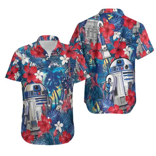 Disney Star Wars R2-D2 Astromech Droid Galaxy's Edge Summer Aloha Hawaiian Shirt