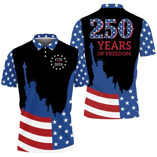 America 250th Anniversary Polo Shirt, Patriotic US Flag Polo, 1776-2026 Celebration Gift, Veteran Polo